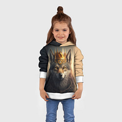 Толстовка-худи детская Волк в золотой короне, цвет: 3D-белый — фото 2