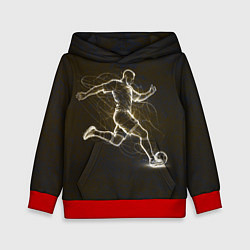 Толстовка-худи детская Футболист с мячом в сетке, цвет: 3D-красный