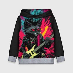 Толстовка-худи детская Rocker Cat on a dark background - C-Cats collectio, цвет: 3D-меланж