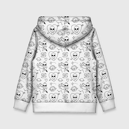 Детская толстовка Инопланетный купидон целится в сердце в космосе / 3D-Белый – фото 2