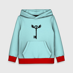 Толстовка-худи детская Ключик к замочку голубой, цвет: 3D-красный