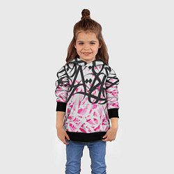 Толстовка-худи детская Черно-розовая каллиграфия, цвет: 3D-черный — фото 2