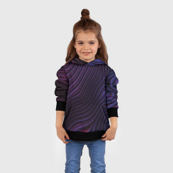 Толстовка-худи детская Фиолетово-синяя волнообразная абстракция, цвет: 3D-черный — фото 2
