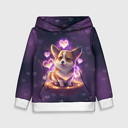 Толстовка-худи детская Любимый корги, цвет: 3D-белый