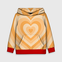 Толстовка-худи детская Hearts orange, цвет: 3D-красный
