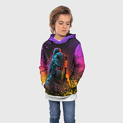 Толстовка-худи детская Адский самурай, цвет: 3D-белый — фото 2