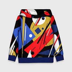 Толстовка-худи детская Абстракция в стиле супрематизм, цвет: 3D-синий