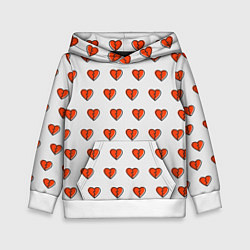 Толстовка-худи детская Разбитые сердца на белом фоне, цвет: 3D-белый