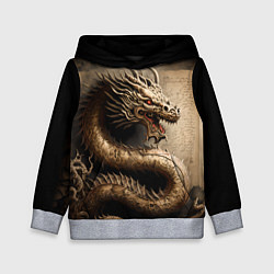 Толстовка-худи детская Китайский дракон с открытой пастью, цвет: 3D-меланж