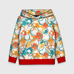 Толстовка-худи детская Разноцветные пятна красок, цвет: 3D-красный