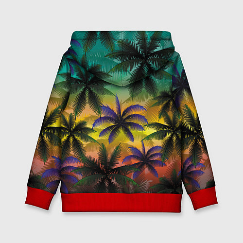 Детская толстовка Кроны пальм, Багамы / 3D-Красный – фото 2