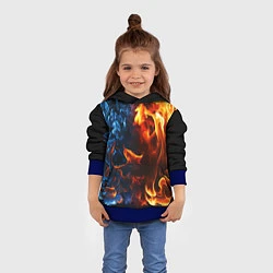 Толстовка-худи детская Битва огней - два пламени, цвет: 3D-синий — фото 2