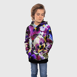 Толстовка-худи детская Красивые анютины глазки, цвет: 3D-черный — фото 2