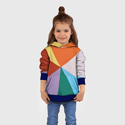 Толстовка-худи детская Разноцветные пересекающиеся треугольники, цвет: 3D-синий — фото 2