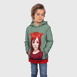 Толстовка-худи детская Cute Catgirl, цвет: 3D-красный — фото 2