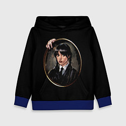 Толстовка-худи детская Портрет Уэнсдей Аддамс, цвет: 3D-синий