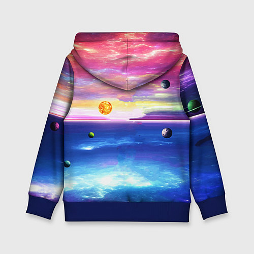 Детская толстовка Детёныш пришельца - нейросеть - неон / 3D-Синий – фото 2