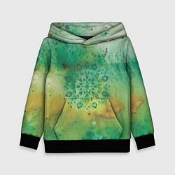 Толстовка-худи детская Мандала природы, зелёная, исцеление, цвет: 3D-черный