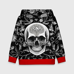 Толстовка-худи детская Винтажный череп, цвет: 3D-красный