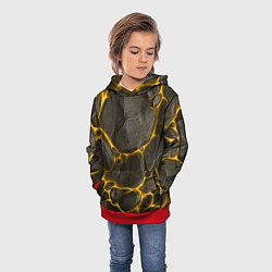 Толстовка-худи детская Текстура монолита камня, цвет: 3D-красный — фото 2