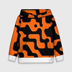 Толстовка-худи детская Черно-оранжевый абстрактный лабиринт, цвет: 3D-белый