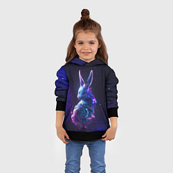 Толстовка-худи детская Космический звёздный кролик, цвет: 3D-черный — фото 2