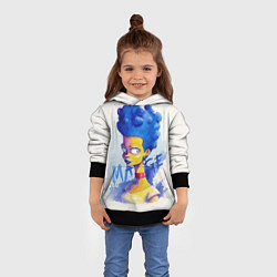 Толстовка-худи детская Акварельная Мардж Симпсон, цвет: 3D-черный — фото 2