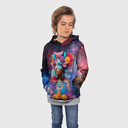 Толстовка-худи детская Космическая девушка-кошка, цвет: 3D-меланж — фото 2