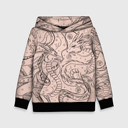 Толстовка-худи детская Дракон - унесенные призраками: тату на бежевом, цвет: 3D-черный