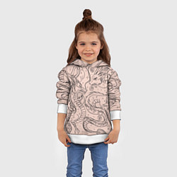Толстовка-худи детская Дракон - унесенные призраками: тату на бежевом, цвет: 3D-белый — фото 2