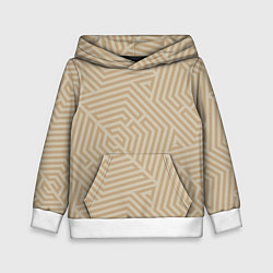 Толстовка-худи детская Бежевый цвет с геометрическим узором, цвет: 3D-белый