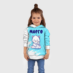 Толстовка-худи детская Марго белый мишка, цвет: 3D-белый — фото 2