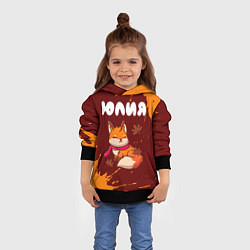 Толстовка-худи детская Юлия осенняя лисичка, цвет: 3D-черный — фото 2