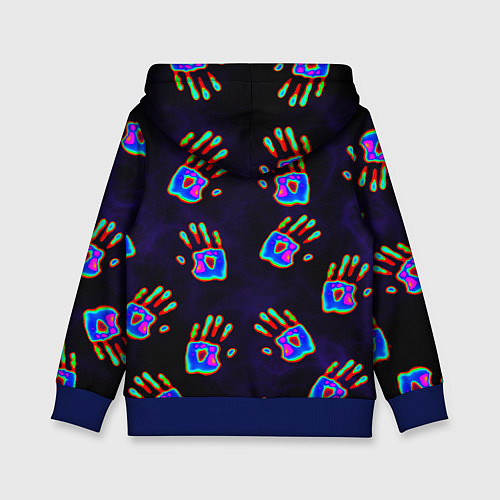 Детская толстовка Ладони тепловизор: черный фон - паттерн / 3D-Синий – фото 2