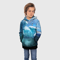 Толстовка-худи детская Subnautica - КРАБ на леднике, цвет: 3D-черный — фото 2