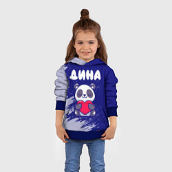 Толстовка-худи детская Дина панда с сердечком, цвет: 3D-синий — фото 2