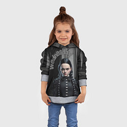 Толстовка-худи детская Wednesday Addams в лесу, цвет: 3D-меланж — фото 2
