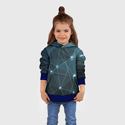 Толстовка-худи детская Сеть нейронов, цвет: 3D-синий — фото 2