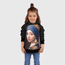 Толстовка-худи детская Девушка с жемчужной сережкой - современный вариант, цвет: 3D-черный — фото 2