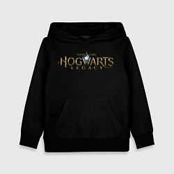Толстовка-худи детская Hogwarts Legacy логотип на черном фоне, цвет: 3D-черный