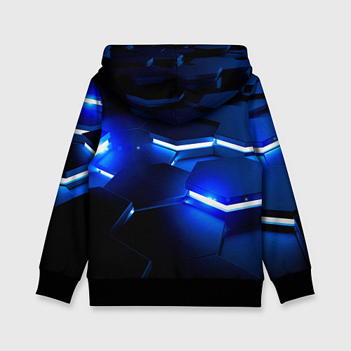 Детская толстовка Металлические соты с синей подсветкой / 3D-Черный – фото 2