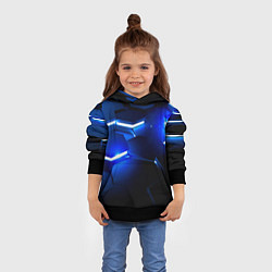 Толстовка-худи детская Металлические соты с синей подсветкой, цвет: 3D-черный — фото 2