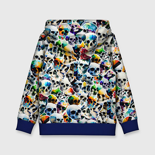 Детская толстовка Акварельные черепа / 3D-Синий – фото 2