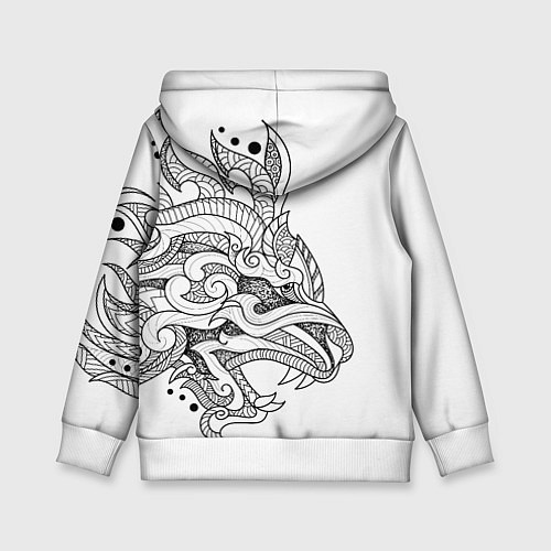 Детская толстовка Lion tattoo - irezumi / 3D-Белый – фото 2