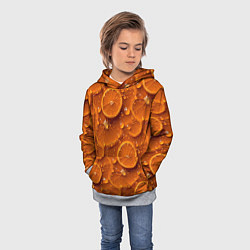 Толстовка-худи детская Сочная текстура из долек апельсина, цвет: 3D-меланж — фото 2