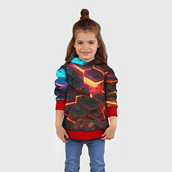 Толстовка-худи детская Сломанные лавовые наносоты, цвет: 3D-красный — фото 2