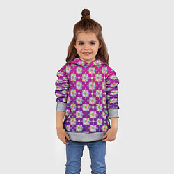 Толстовка-худи детская Абстрактные разноцветные узоры на пурпурно-фиолето, цвет: 3D-меланж — фото 2