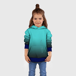 Толстовка-худи детская Силуэт лисы на градиентном фоне, цвет: 3D-синий — фото 2