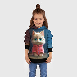 Толстовка-худи детская Котик в розовом свитере, цвет: 3D-черный — фото 2