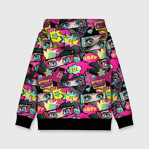 Детская толстовка Глаза аниме-девушки: cool pattern / 3D-Черный – фото 2
